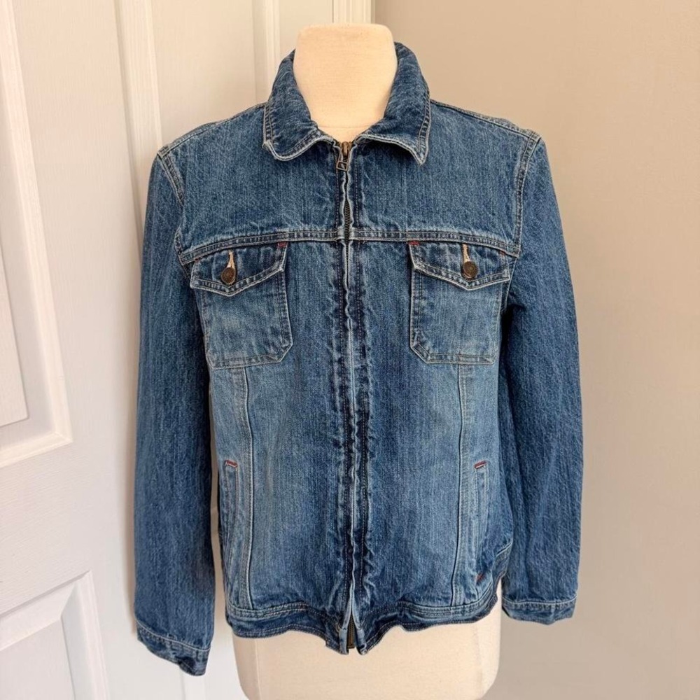 Y2K CRAZY HORSE DENIM ZIP UP‎ JACKET TOP